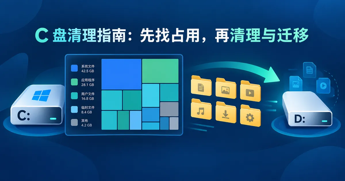 C 盘清理指南：先找占用，再清理与迁移